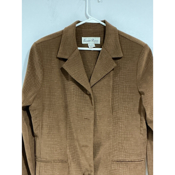 Womans Susan Ross Design Size 12 Brown Button Up Velour Long Coat - Picture 2 of 9